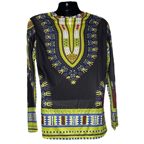 Whatlees Daishiki Print Long Sleeve Shirt (Size:XXL, Color:Multi) - Picture 2 of 3